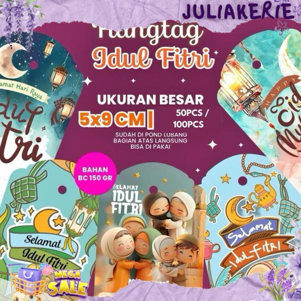 50PCS/100PCS HANG TAG IDUL FITRI LEBARAN 2025 AESTHETIC KARTU UCAPANC COD