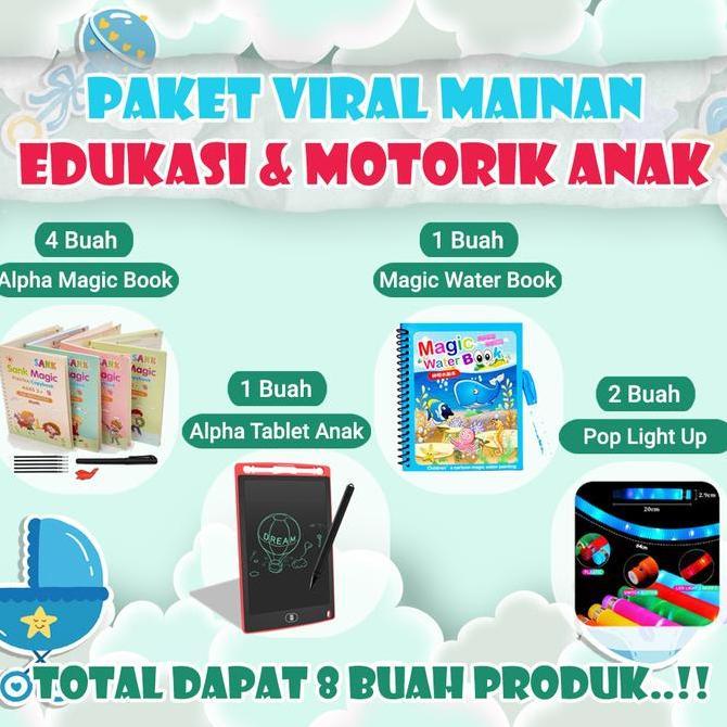 [BISA COD] VIRAL PAKET LENGKAP MAINAN EDUKASI ANAK DAN MOTORIK , 4 SANK MAGIC BOOK, 1 LCD DRAWING TA