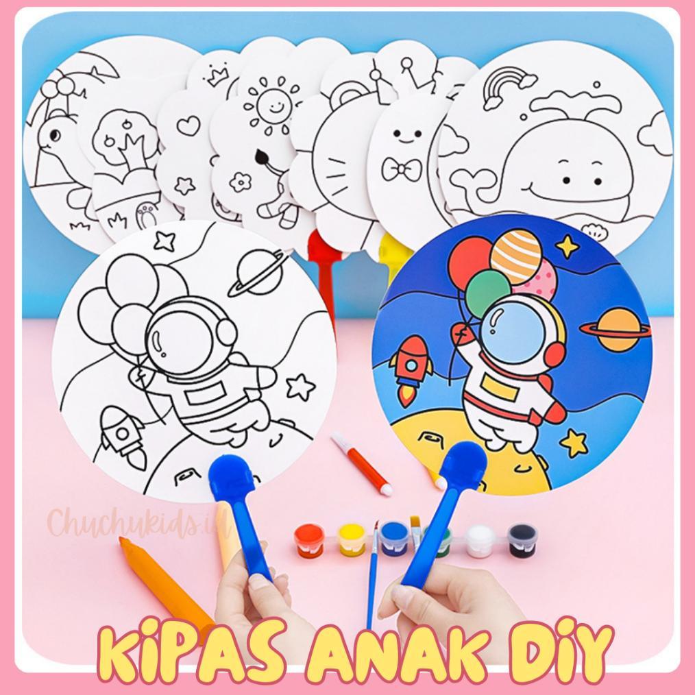Sd83 Kipas Tangan Diy Kipas Kertas Dengan Praktek Mewarnai Kertas Tebal, Kerajinan Anak Souvenir Ult
