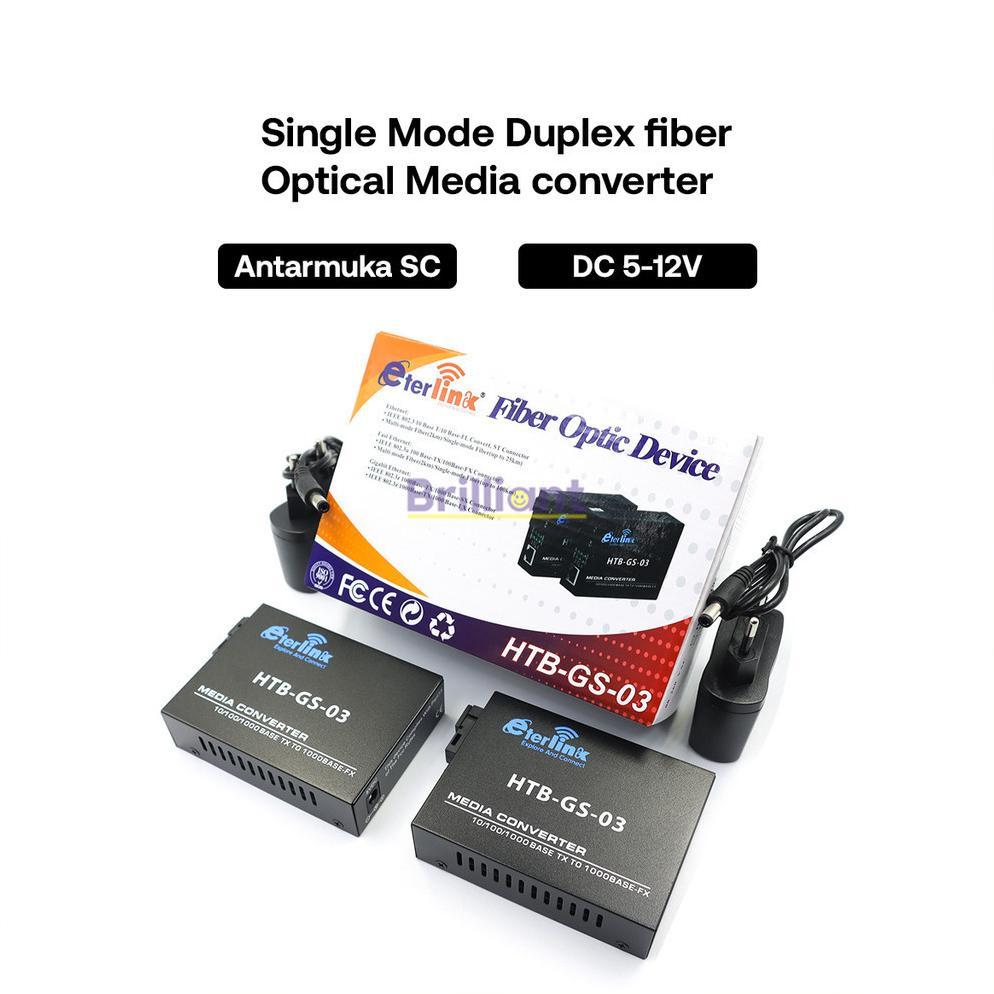 HTB-GS-03 A & B 1000Mbps Eterlink Single Mode Converter Fiber Optical NEW