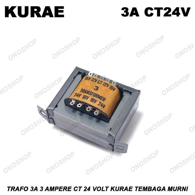 Trafo 3A 3 Ampere CT 24 Volt KURAE Tembaga Murni