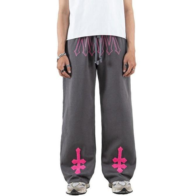 DENIMITUP H zigzag sweat pants - Sonic Grey - Celana panjang pria