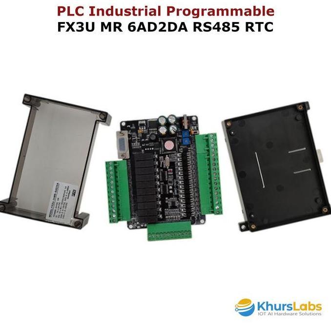 PLC RS232 RS485 FX3U 14MR 24MR 30MR 48MR 6AD2DA WITH RTC SUPPORT GX WORK MODBUS RTU ORIGINAL DAN TER