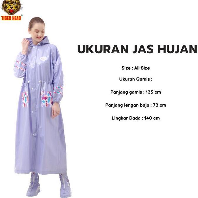 New- Tiger Head Jas Hujan Wanita Gamis Serut Eliza 70007