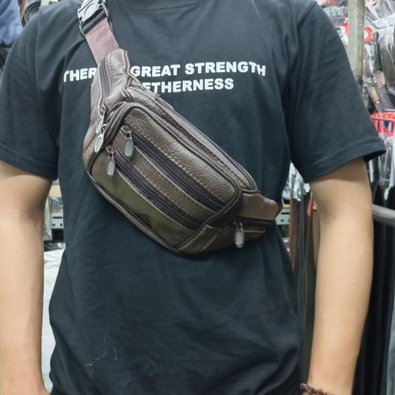 Good- Tas Pinggang Kulit Sapi Asli Ukuran BesarTas Selempang Kulit Asli Waistbag Kulit Asli Pria Wan