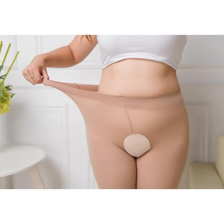 Slmtkaki- Stoking Wanita Seksi Tebal 120D Pantyhose Selangkangan Terbuka Sexy Crotchless Jumbo 90 Kg