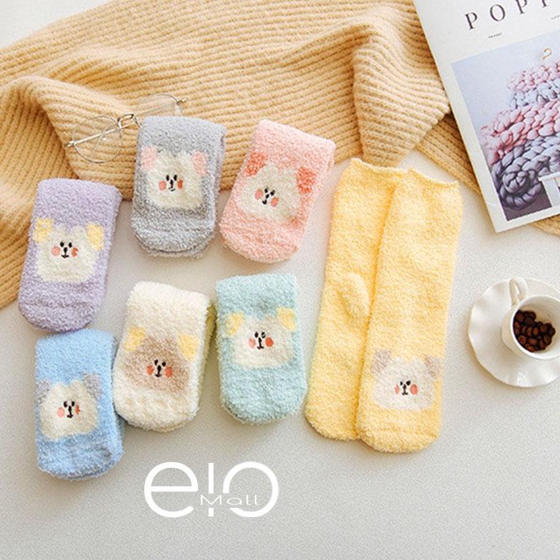 Slmtkaki- Kaos Kaki Fluffy Tebal Hangat Indoor Kartun Lucu Seri Muka Puppy Face