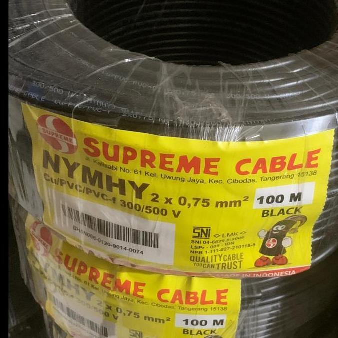 Kabel Listrik 2x0.75mm Serabut-Rambut (NYY/MHY) SUPREME 1 Rol (100M)