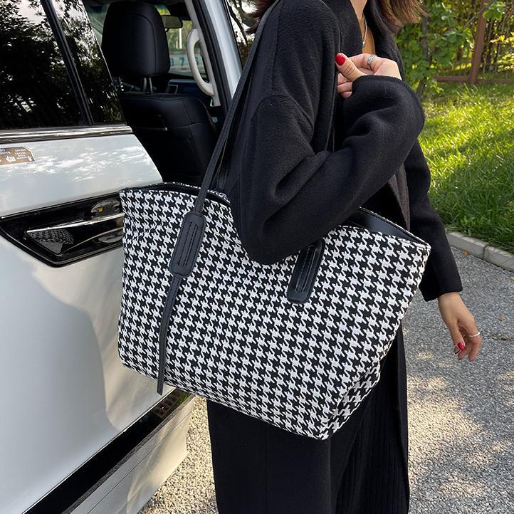Good- Tas Wanita Totebag Desain Kotak Kotak Tas Bahu Kapasitas Besar#5292
