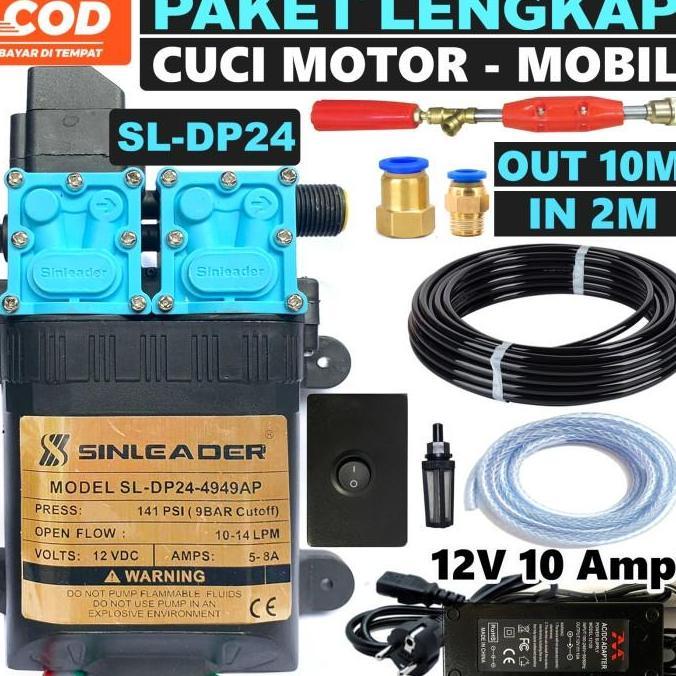 Paket lengkap cuci motor - mobil dual pump Sinleader SL DP24 Car Pompa TERBATAS
