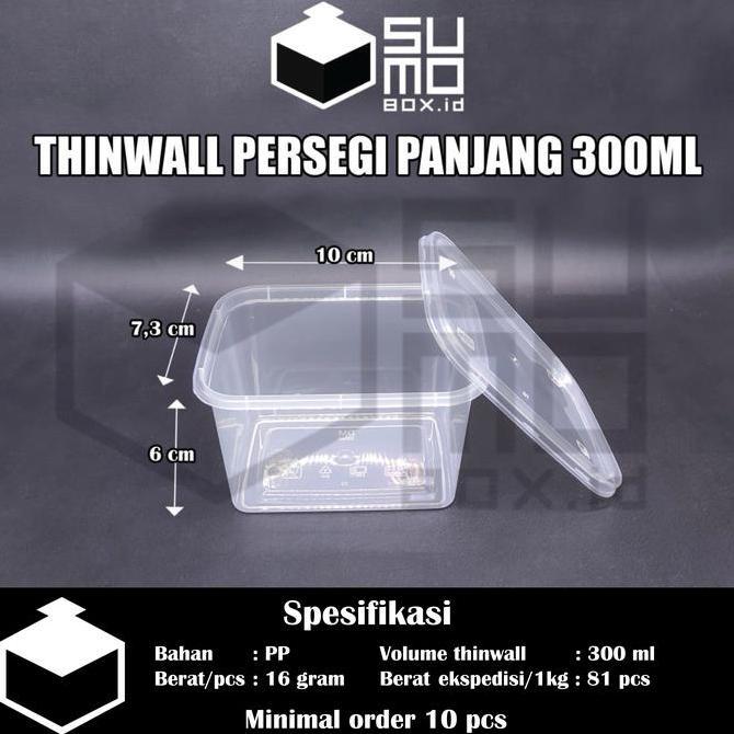 Good- Thinwall PERSEGI PANJANG 300ml + tutup / kotak box dessert [ECERAN]