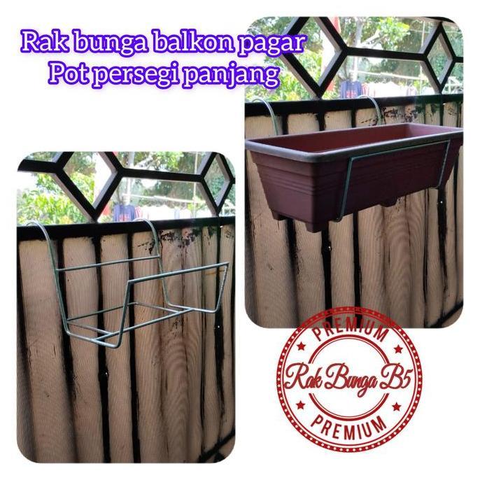 Grdn- Rak Bunga Pagar Balkon / Rak Pot Panjang / Rak Pot Pagar