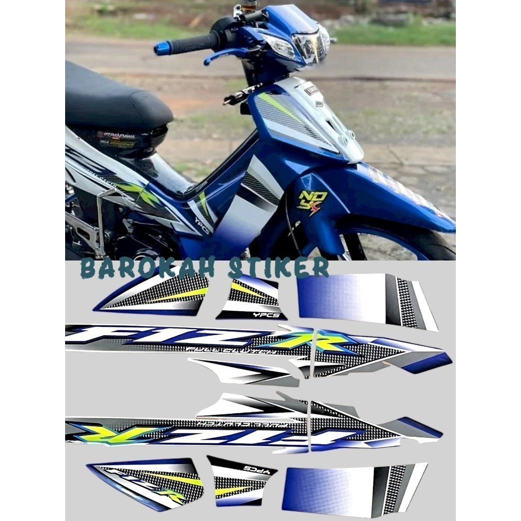 Striping stiker polet list motor Yamaha fizr fiz r f1 zr 2004 biru putih variasi stiker Fullset stik