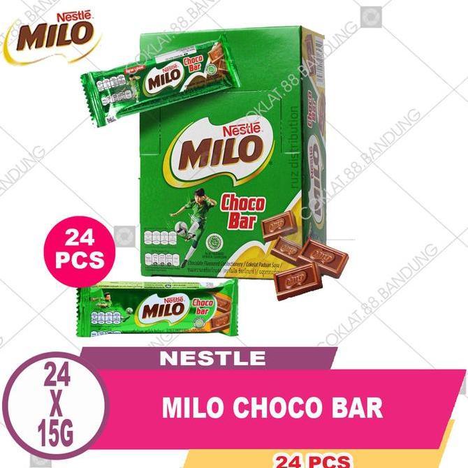 Milo Chocobar Mini 15gr 1 Box Isi 24pcs Coklat Batang Nestle Malaysia Snack Cemilan Favorit Anak