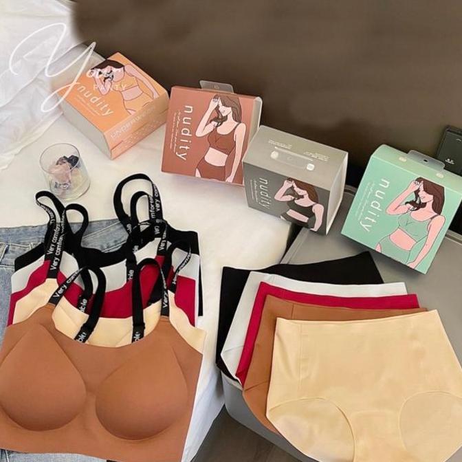 Grily- Letty Bra Set Bh Dan Panties Seamless Sport Bra Setelan Busa Wanita