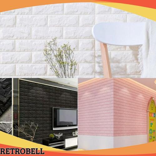 Walpaper dinding 3d foam motif batu bata 70x77cm New
