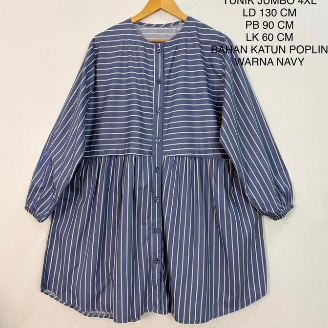 Tunik Jumbo Ld 130 Cm Model Salur Kekinian - Hilya Tunik