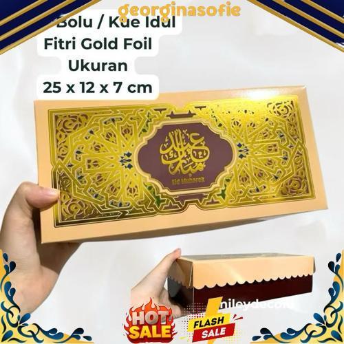 [10PCS] Box Idul Fitri Lebaran Kue Brownies  / Bolu / Kue Kering Gold Foil ukuran 25 x 12 x 7 cm Ham