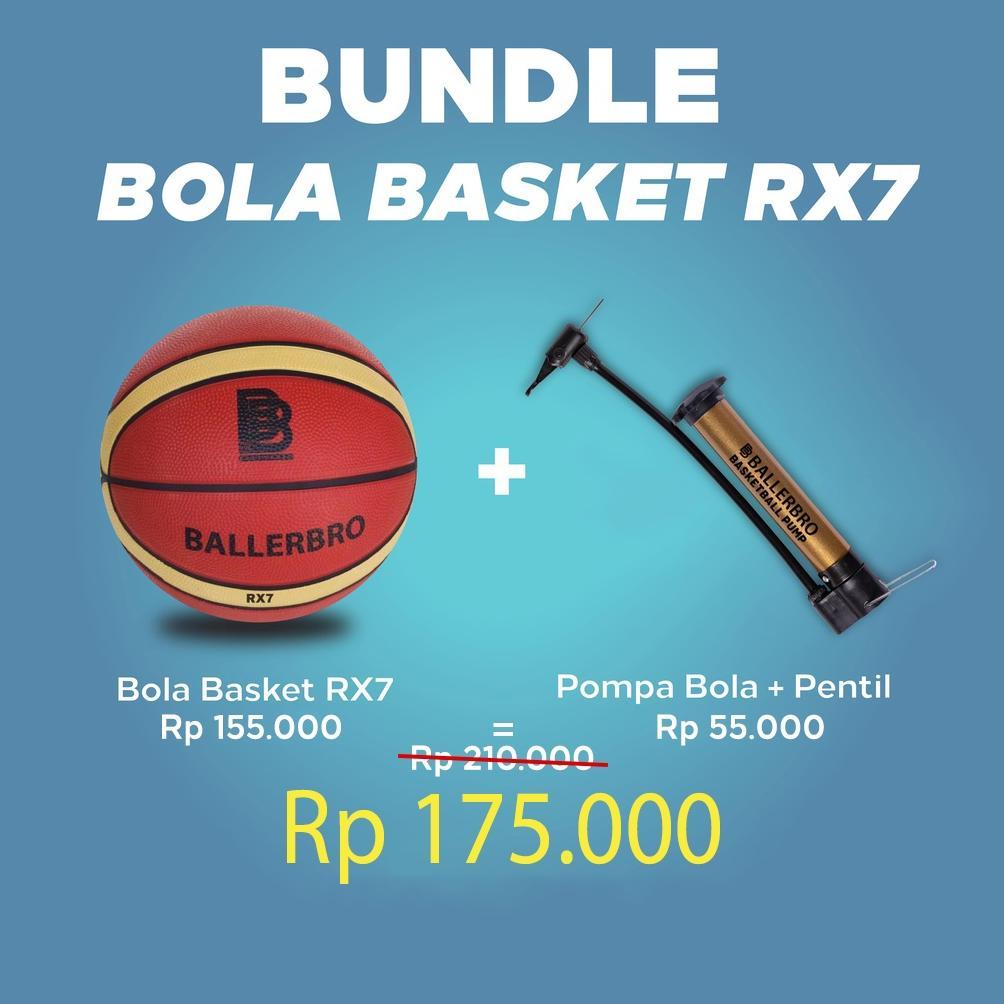 ORIGINAL BUNDLE BOLA BASKET RX7 (RUBBER) + POMPA BOLA BALLERBRO