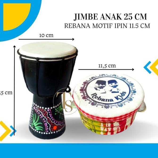 Paket Jimbe Anak Ukuran 25 cm Jimbe Plus Rebana Hadroh Ginjring Gendang Jawa Kendang Ketipung Banjar