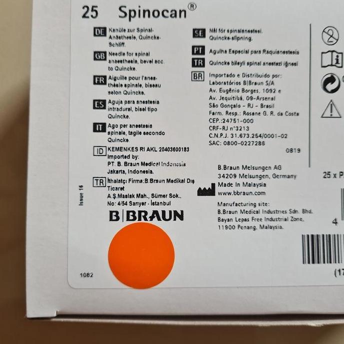 Yourpw- Spinocan 25 Bbraun / Spinocan 25G Bbraun / Spinal Needle Bbraun