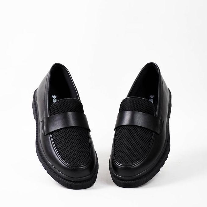 NEW - Sepatu Pria Slip On Loafers Formal | SB PORTO BLACK Karet Flat Shoes Sneakers Hitam