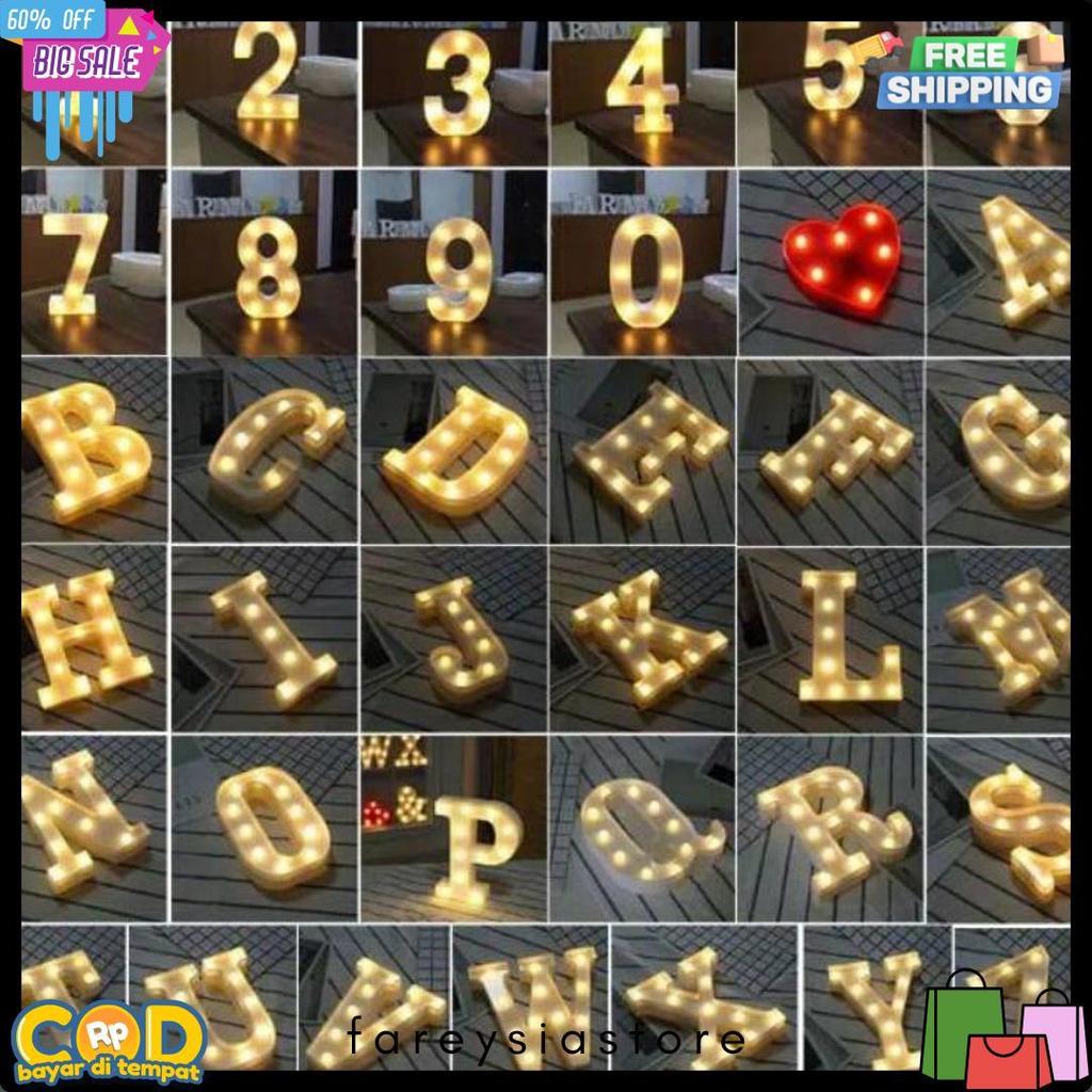 50% Off [22 Cm] Lampu Led Huruf Jumbo Besar Marquee Lamp Alphabeth Abjad Marque Rs00