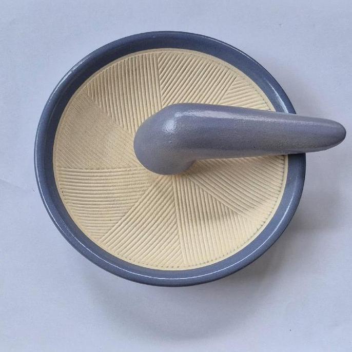 Berkualitas Cobek Keramik Original 18Cm +Ulekan Viral Cobek Sultan Best Seller Free Peking Bubel+Kar