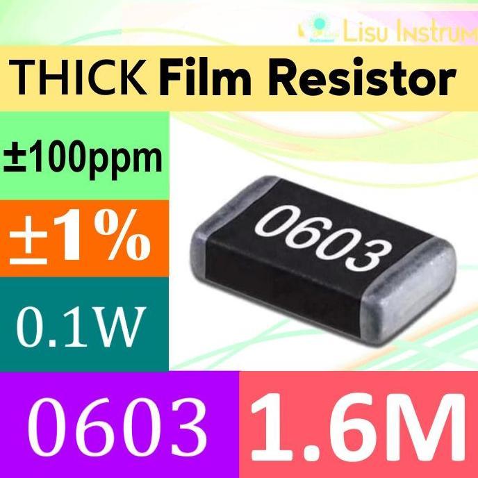 1.6M 0603 1608(MM) 1% THICK FILM RESISTOR SMD 100MW 1.6M 1M6
