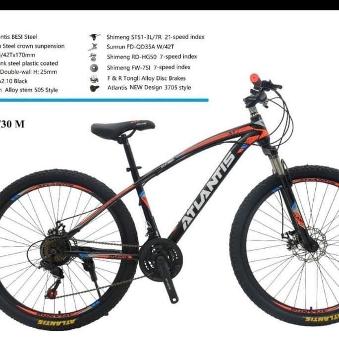 Terlaris Sepeda Gunung Ukuran 26 Atlantis Terbaru Disk 21 Speed
