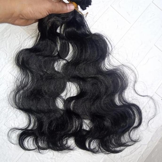 Hair extension Hair clip Sambungan Rambut hitam gelombang ikal 50 cm