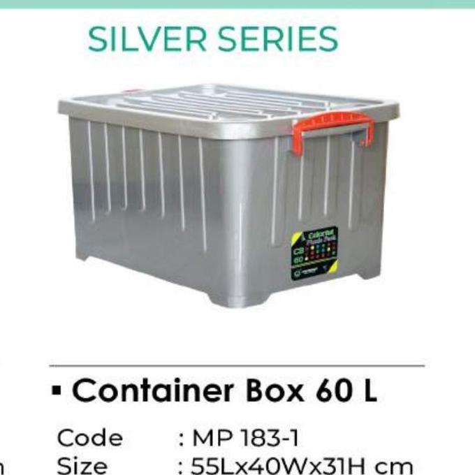 CONTAINER BOX SILVER MKW 45 //60//  Box Container Plastik Dengan Roda / Kontainer BoxTempat Penyimpa