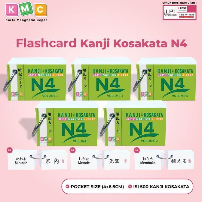 Flashcard Kanji Kosakata N4 500 Kanji 1-5 VOLUME Promo