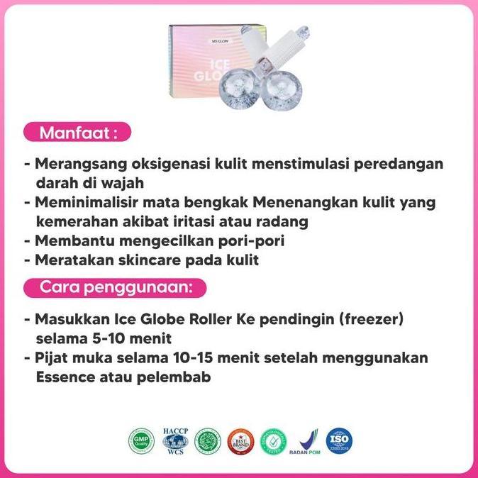 MS GLOW - ICE GLOBES ROLLER ALAT PIJAT WAJAH FREE POUCH RANTAI ICA