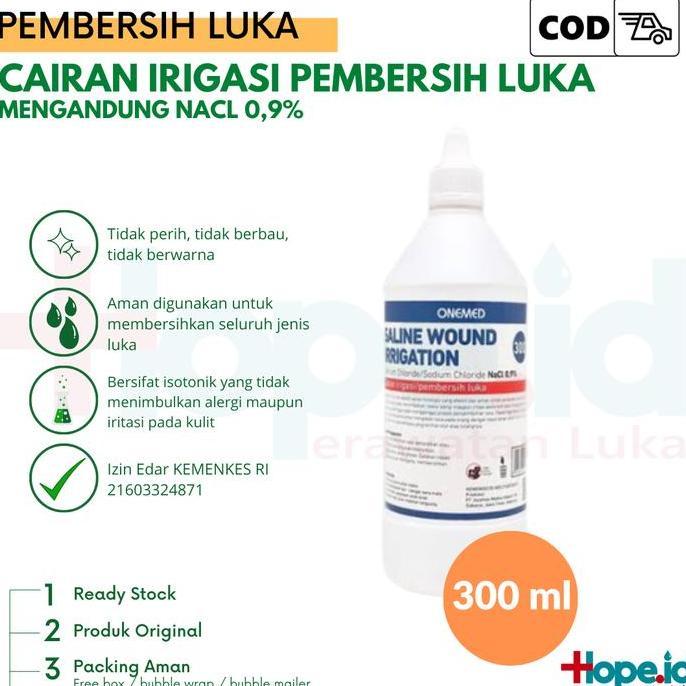 New- Cairan Pembersih Luka Onemed Saline Wound Irrigation 300 Ml Dengan Nacl 0,9%