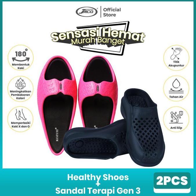 New- Bundle 2 Sandal Terapi Kozuii Generasi 3 + Healthy Shoes Slim Sandal
