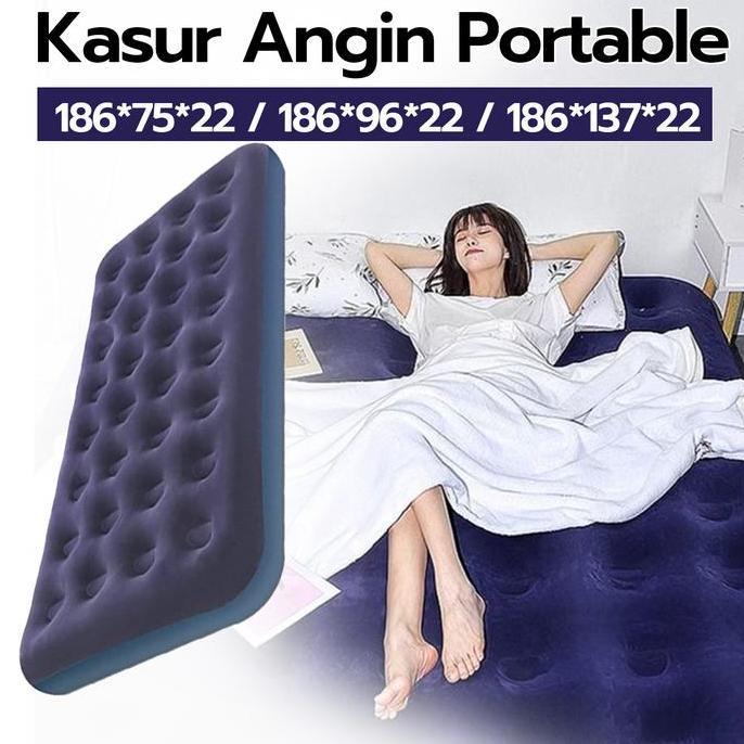 Kasur Angin Double/ Air Bed Double Kasur Angin  + pompa manual Bestway Paket Kasur Angin Double Biru