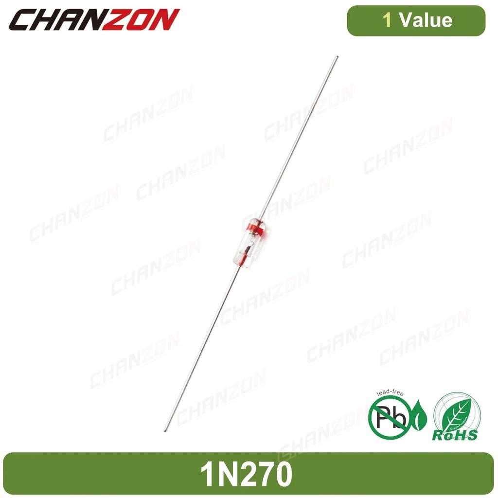 1N270 DO-7 Power Germanium Rectifier Diode 40mA 100V Axial Glass GE Diodes for TV FM AM Radio Detect