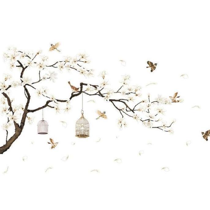 Promo STIKER DINDING SANGKAR BUNGA SAKURA GUGUR BESAR SK2022A Diskon