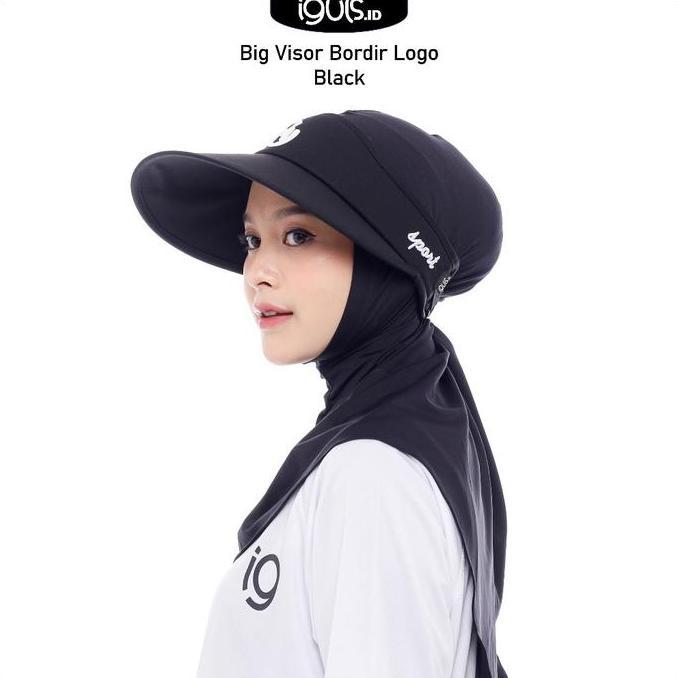 iguls.id Topi Olahraga Wanita Sport Hijab Big Visor Hitam Anti UV
