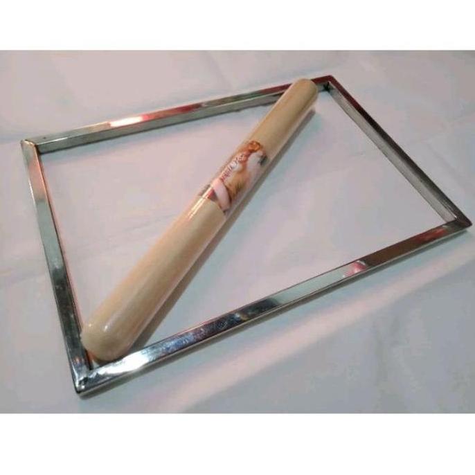 New- Cetakan Kue Bingkai Perata Adonan Kue Kering Tebal 1Cm Dan Rollpin Kayu / Bingkai Perata Adonan