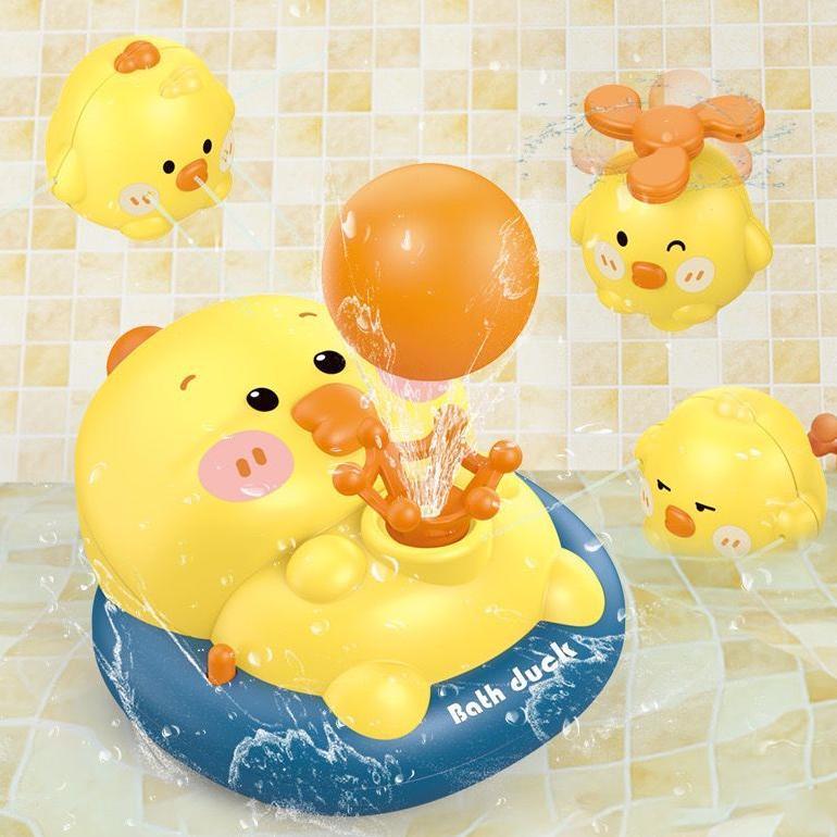 Mainan Mandi Bebek 4In1 Bath Toys Duck Edukasi Bayi Dengan Semprotan Dan Putar Lucu