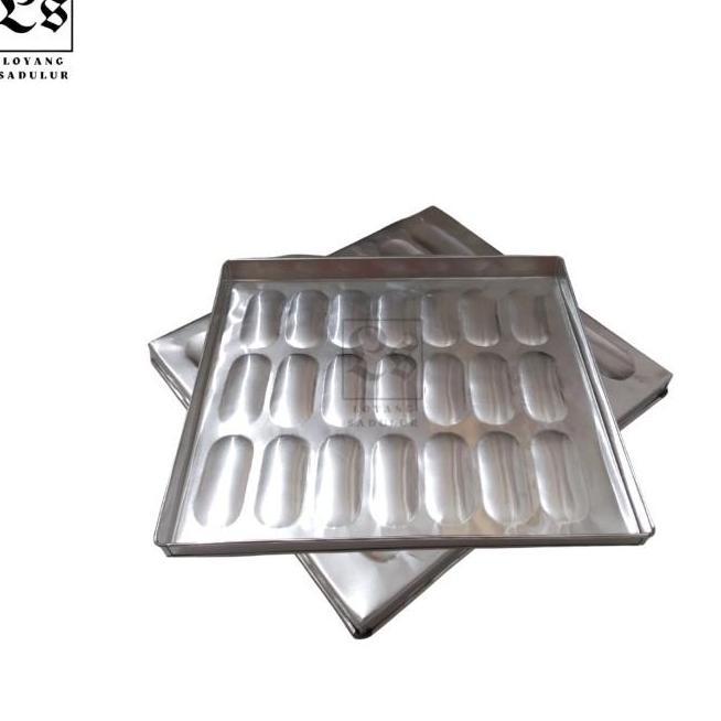 New- Murah 2 Pcs - Loyang Kue Lidah Kucing 22 Cm X 24 Cm 21 Lubang - Motif Oval / Cetakan Lidah Kuci