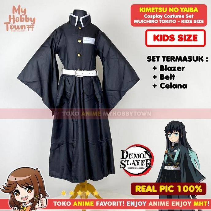ASLI Kostum Cosplay Anak Muichiro Tokito KIDS SIZE Karakter Anime Kimetsu no Yaiba Demon Slayer READ