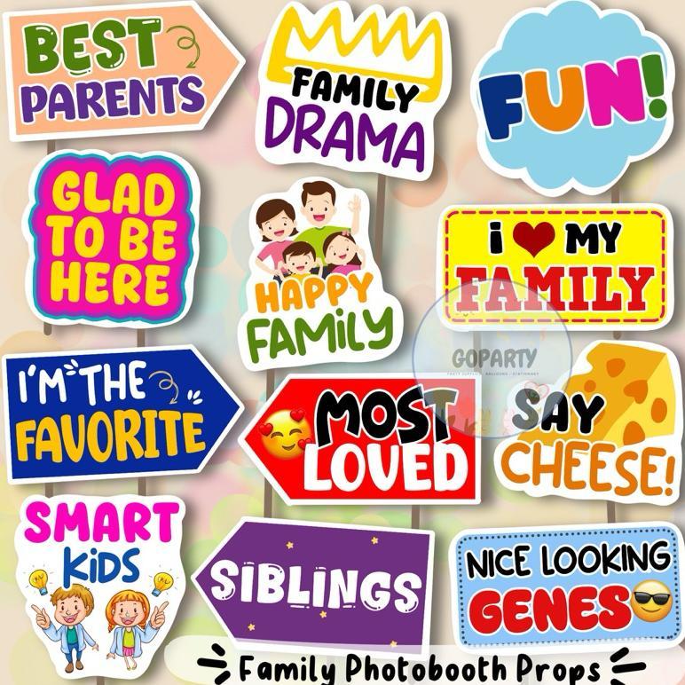 FAMILY PHOTOBOOTH PROPS KELUARGA TONGKAT FOTO DEKORASI HIASAN PROPERTI
