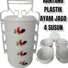 Hot Rantang Ayam Jago Plastik 4 Susun / Rantang Susun Plastik Ayam Jago