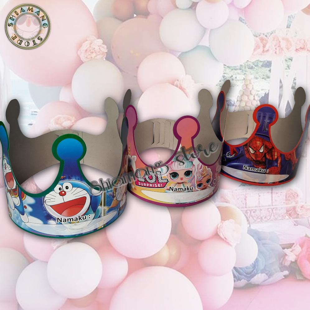 (50pcs) Topi Ulang tahun Mahkota - Topi Ulang Tahun Lingkar Karakter - Topi Pesta Ulang Tahun Anak -