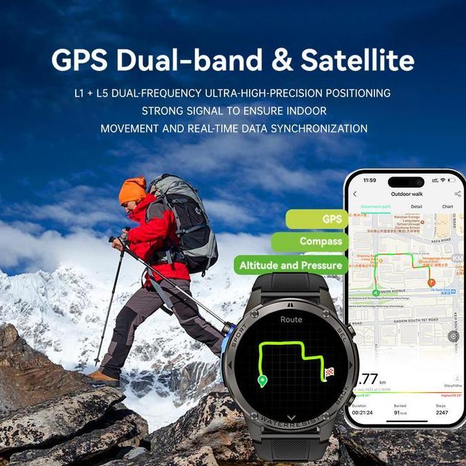 Skmei X Dh.GadgetSkmei Dm56 Smartwatch Gps Map | 1.43 Amoled | 5Atm Waterproof | Compass | Altitude 