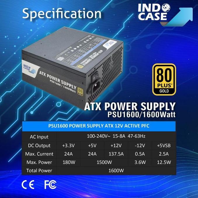 PSU1600 - PSU1600W MINING 80+ GOLD - INDOCASE