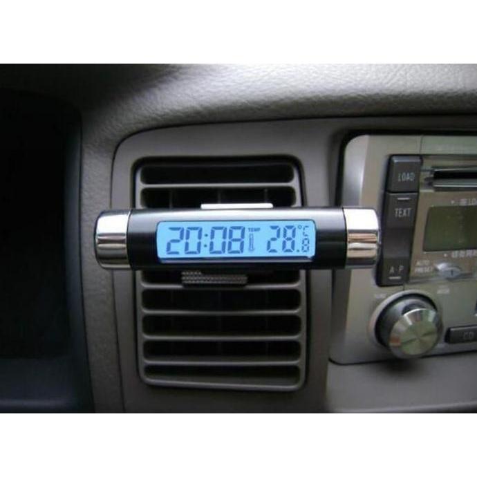 JAM MOBIL JAM DIGITAL DAN PENGUKUR SUHU RUANGAN MOBIL LAYAR LED SKR